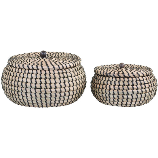Chic Antique Basket With Lid Set/2