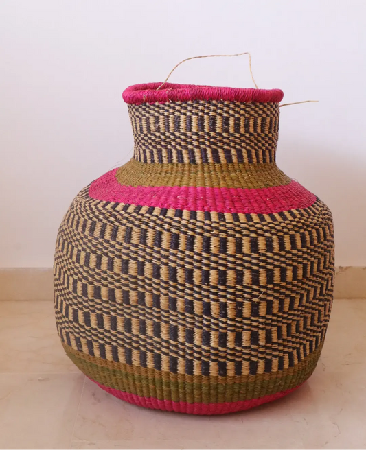 Pink Round Decorative Basket