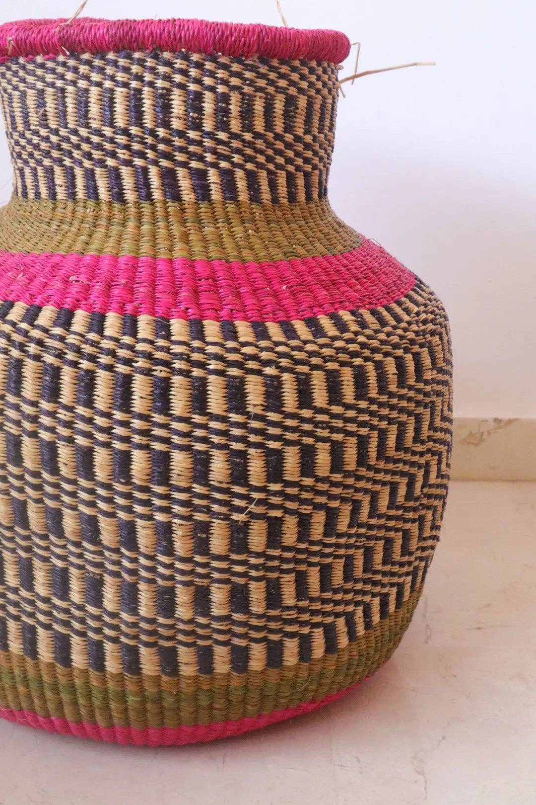 Pink Round Decorative Basket